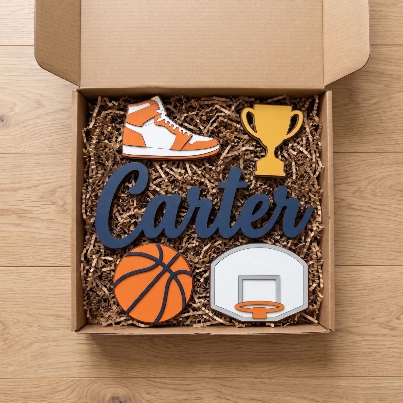 Basketball sign with the name Carter: how it arrives