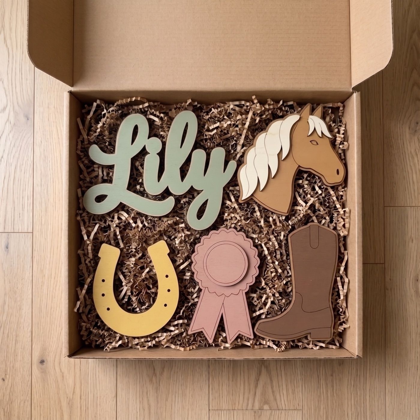 Horse & Ribbons sign with the name Lily: how it arrives